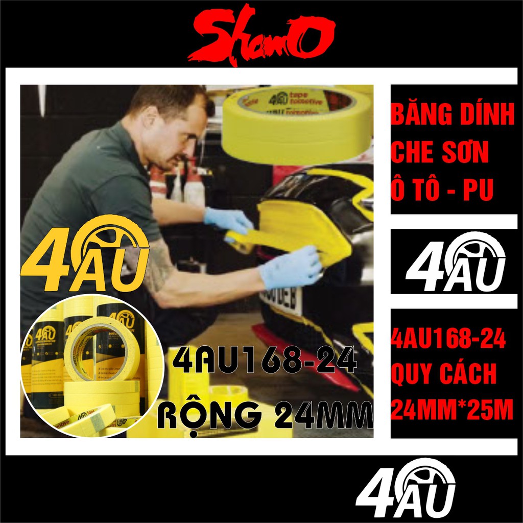 [Cây 15 cuộn 24mm x 25m] Băng dính giấy che sơn ô tô 4AU168-24 – Băng dính giấy Automotive (4au-168) – Không để lại keo