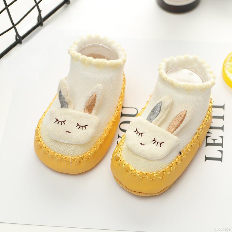 Giày cotton đế mềm chống trượt họa tiết hoạt hình dành cho bé tập đi
