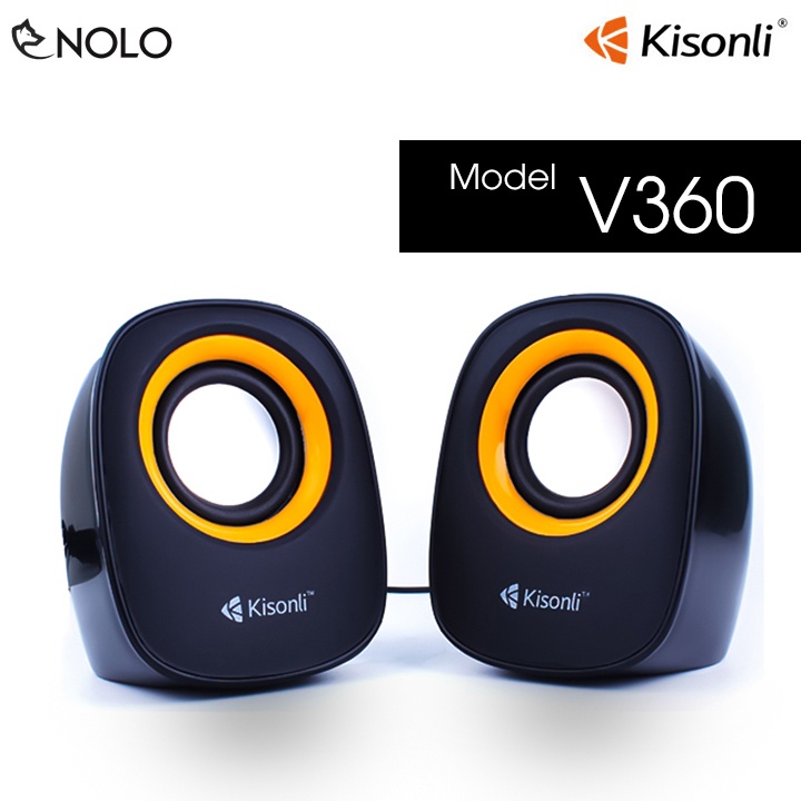 Set Loa Vi Tính Mini Kisonli 2.0 AUX Model V360 Công Suất 6W Dùng Nguồn USB Cho Laptop Máy Tính Bàn Điện Thoại Tab