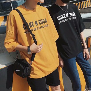 AS Áo thun unisex tay lỡ vai rộng, street style nóng bảng xếp hạng Local Brand hàn quốc, Màu vàng và đen cá tính 1 6