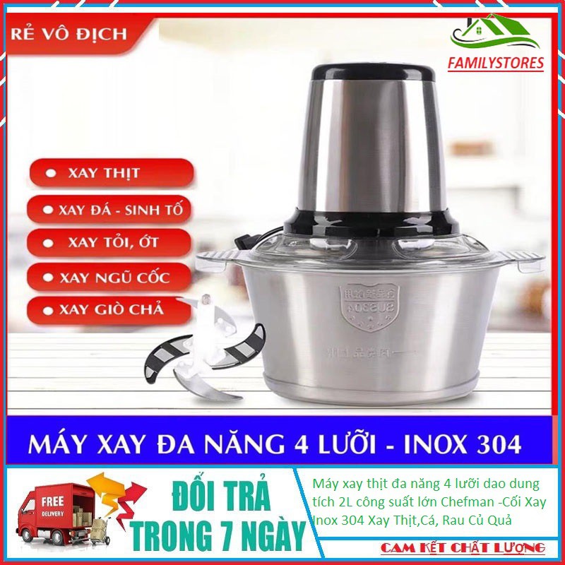 [Mã ELHADEV giảm 4% đơn 300K] Máy xay thịt Xay thực phẩm đa năng 3L- Cối inox Chefman 823i