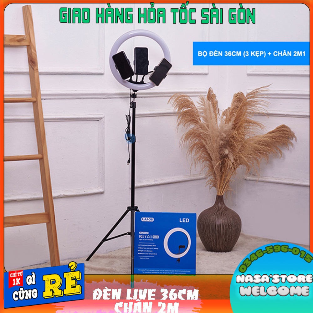 Đèn live LJJ 36CM chân cao 2 mét 3 kẹp điện thoại livestream , makeup chụp hình sản phẩm nguồn USB