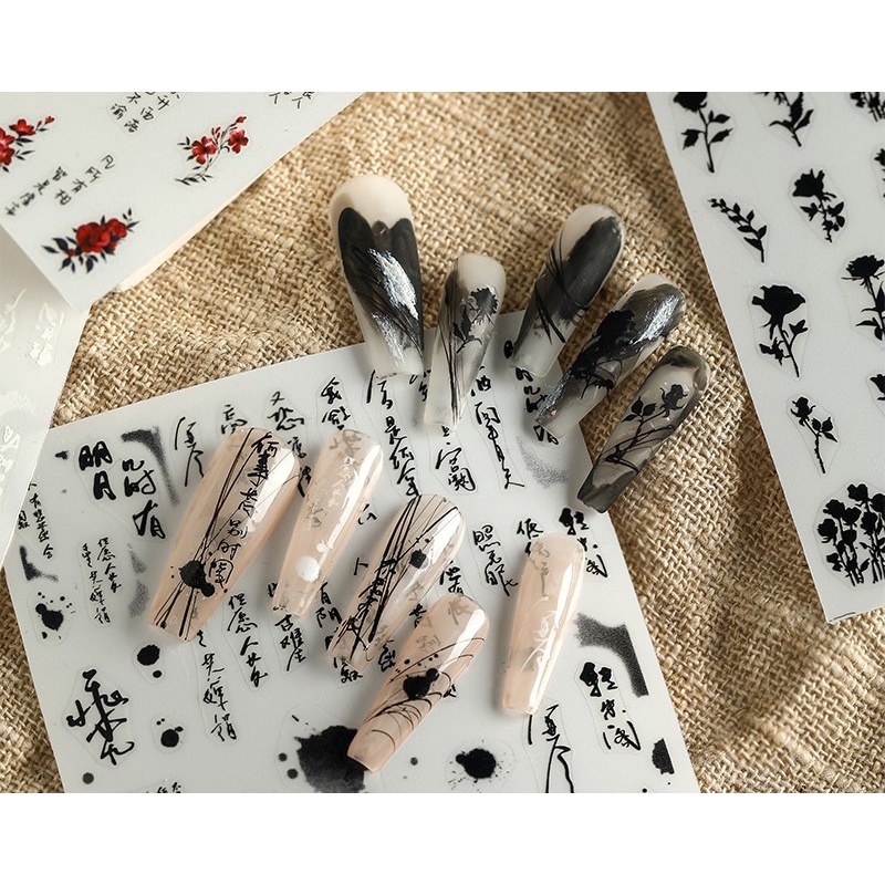 Sticker chữ hán trang trí nail