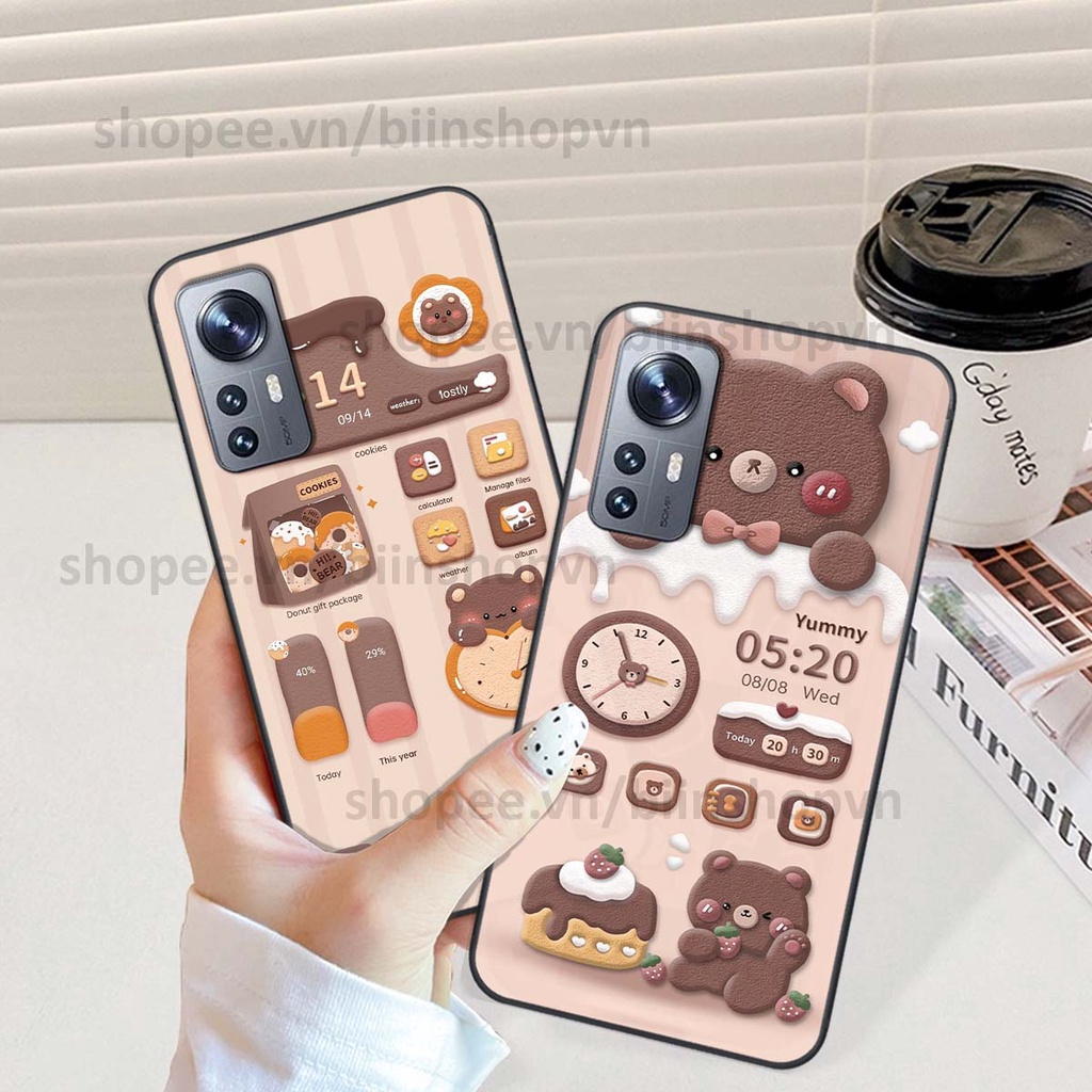 Ốp Xiaomi 12 / Xiaomi 12 Pro in 3D icon gấu nổi siêu xinh, siêu đáng yêu, cá tính phong cách