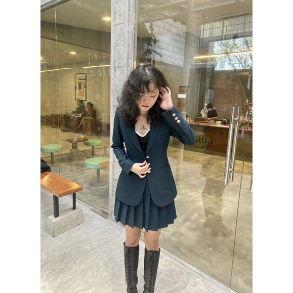 Set vest xanh dương style nữ sinh - Westminster Blazer/ Skirt - Walenty