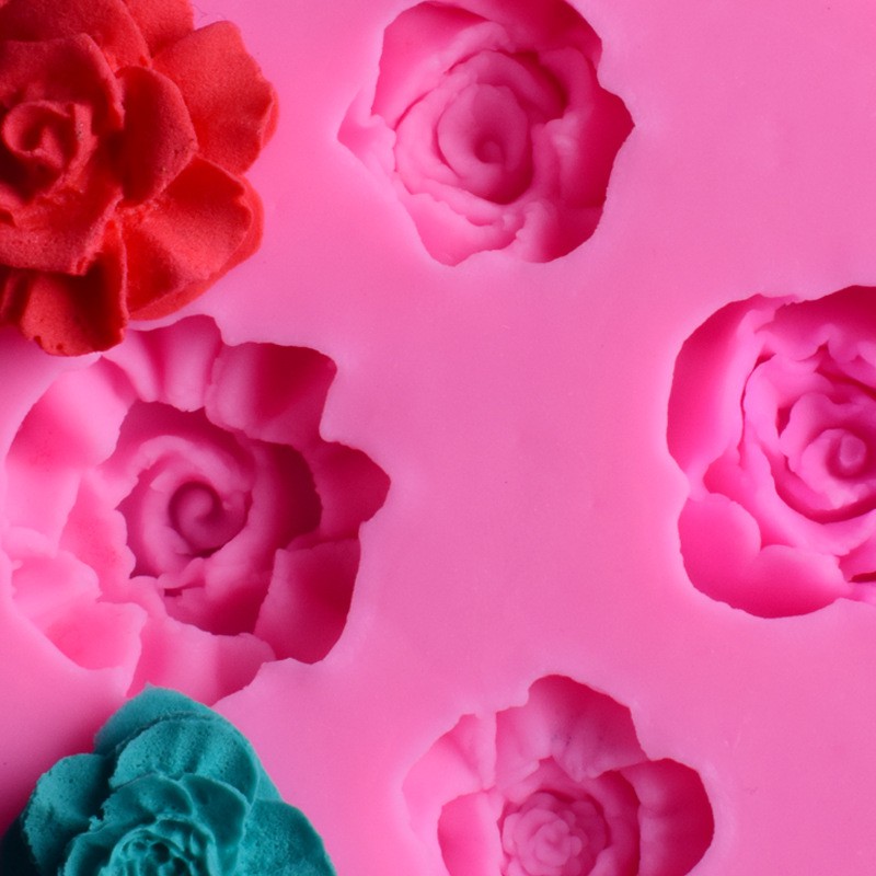 Khuôn silicon 3D 4 hoa hồng