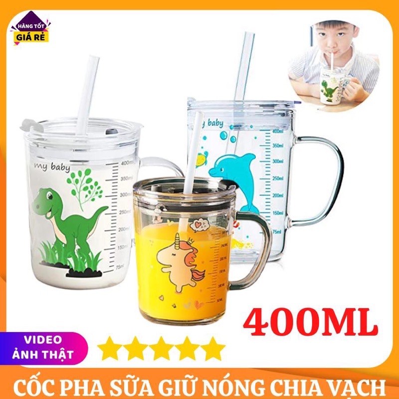 cốc pha sữa thuỷ tinh chia vạch chống đổ chống tràn