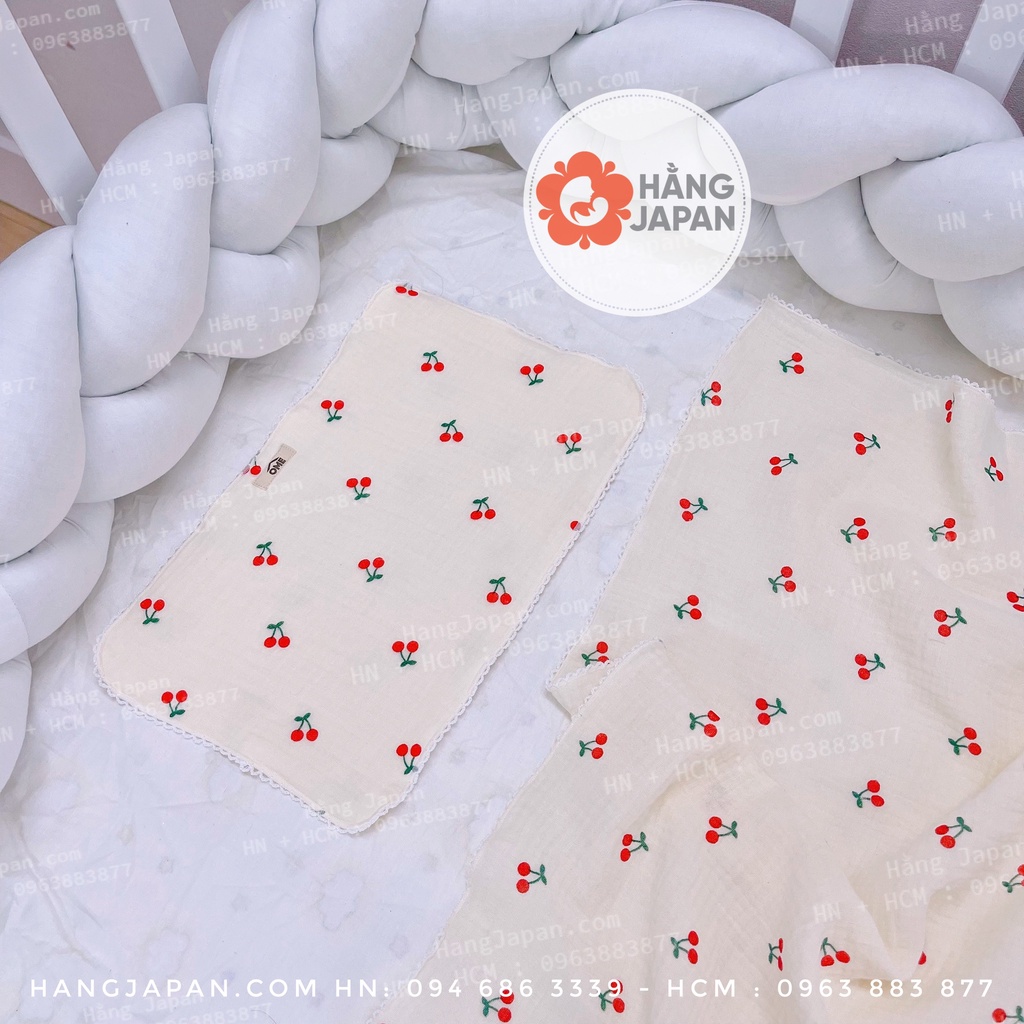 Set chăn gối xô mỏng viền ren OME cho bé màu ngẫu nhiên