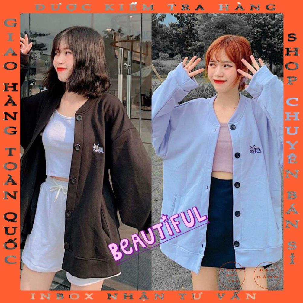 ÁO KHOÁC HOODIE NỮ NÚT GÀI THÊU HÌNH PHONG CÁCH