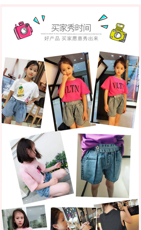 Quần Short Jean Ống Rộng Cá Tính Thời Trang Mùa Hè Dành Cho Bé Gái 120cm - 160cm