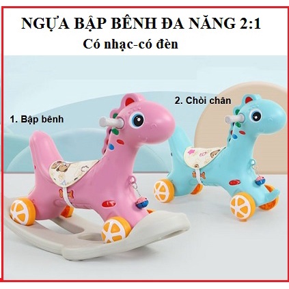 Ngựa Bệp Bênh Đa Năng Kết Hợp Làm Xe Chòi Chân ,Có Nhạc Có Đèn Cho Bé