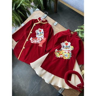 Áo dài nhung cho bé gái