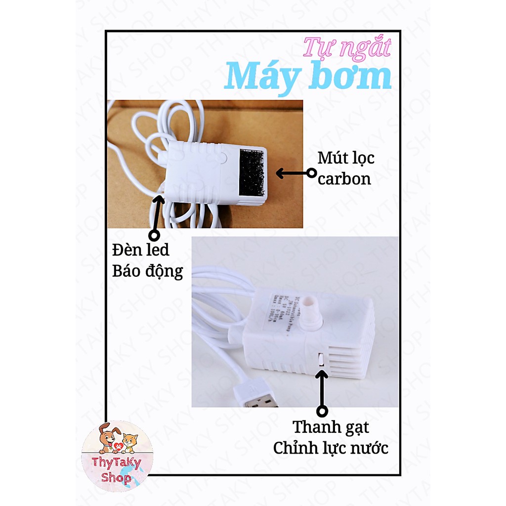 Máy bơm đèn led hết nước tự ngắt điện cho máy uống nước chó mèo máy lọc nước thú cưng