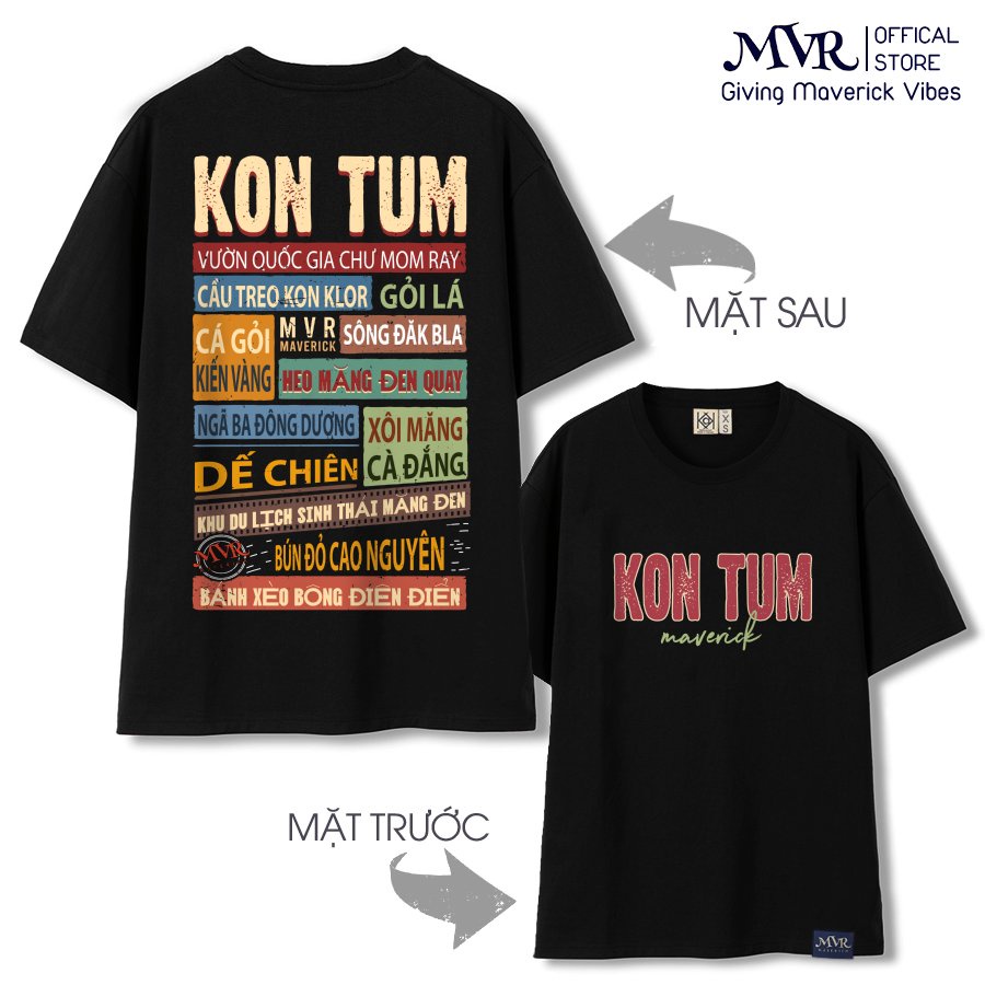 Áo thun Kon Tum in 2 mặt Unisex ao cặp gia đình phông rộng big size cotton fact UNDER MVR BB4174