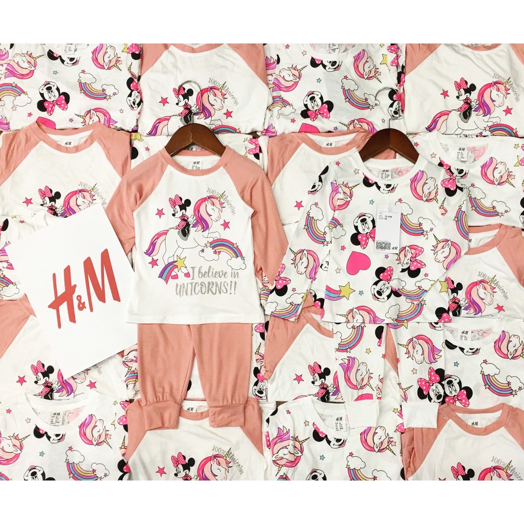Set 2 bộ Mickey Minne cầu vồng cotton co giãn 4 chiều xịn mịn quần áo cho bé gái