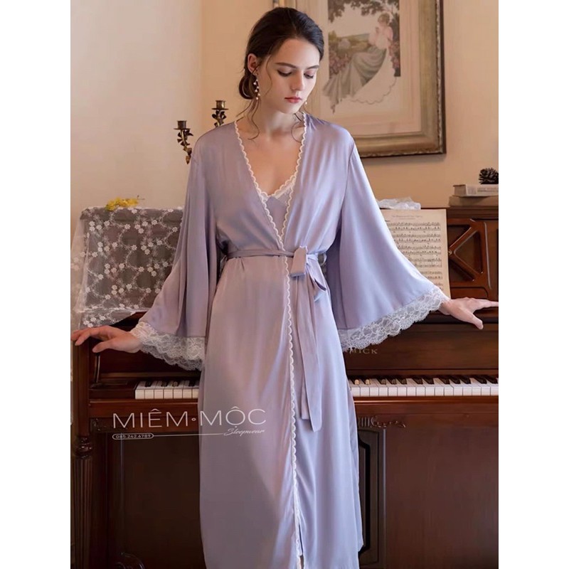 Áo choàng lụa + váy màu trơn tím cao cấp quảng châu | BigBuy360 - bigbuy360.vn