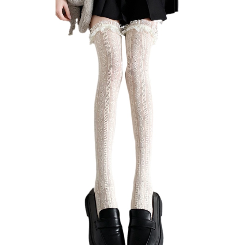 Đôi vớ dài qua gối phối ren lưới phong cách lolita Nhật Bản quyến rũ cho nữ