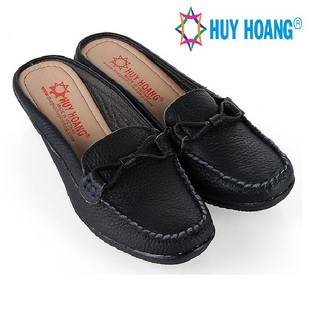 Dép nữ huy hoàng da bò màu đen xh7936