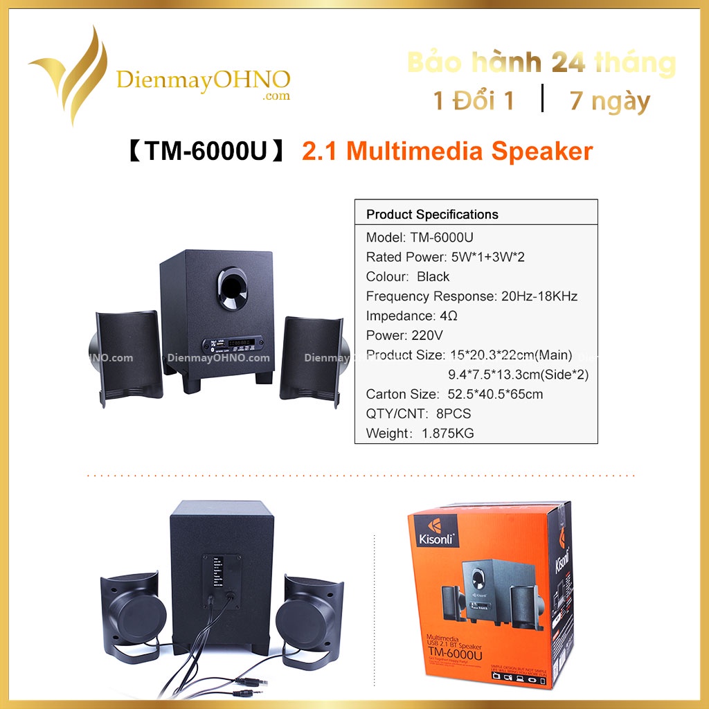 Loa Máy Tính Bluetooth Kisonli TM-6000U Loa Nghe Nhạc Máy Vi Tính Để Bàn PC Laptop Bluetooth Chính Hãng - Điện Máy OHNO