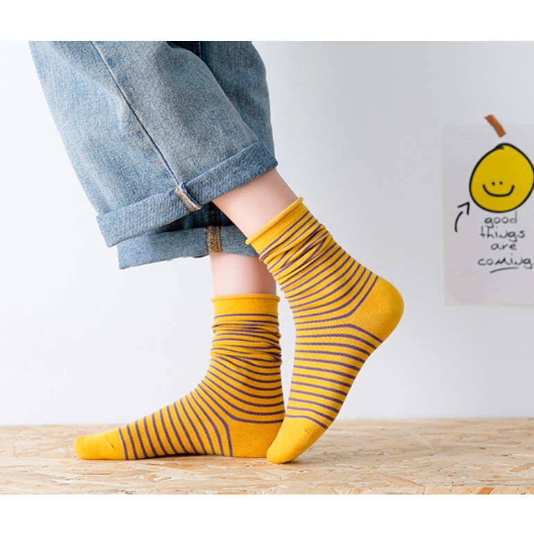 Tất nhún kiểu nhật, nhiều màu bằng sợi bông siêu thoáng, thấm mồ hôi