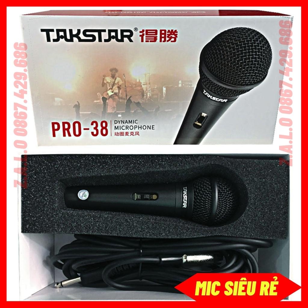 Micro Karaoke Có Dây Takstar PRO-38 Độ Nhạy Cao, Dây Dài 6m, Lọc Ồn, Chống Nhiễu, Chính Hãng Bảo Hành 12 Tháng