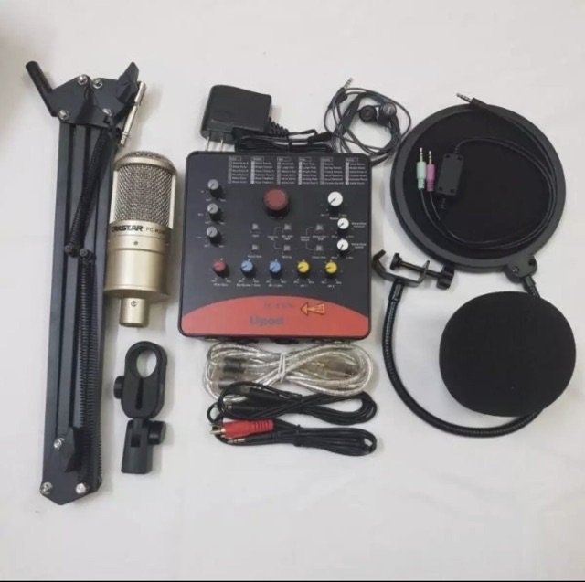 Combo mic thu âm Livstream Karaoke Icon Upod Pro và Mic PC K200 chân dây mic