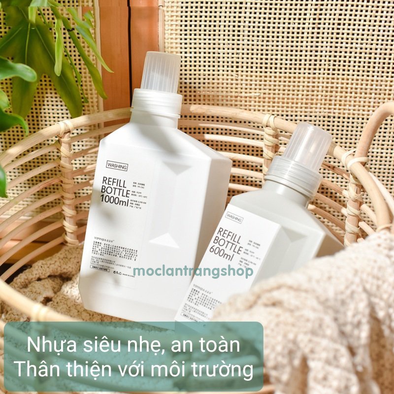 Chai đựng nước giặt nước xả vải có vòi rót chống tràn, bình lọ chiết đựng nước lau nhà dung dịch nước đa năng nắp xoáy