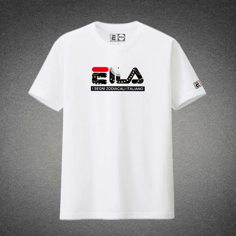 Áo Thun Tay Ngắn Dáng Rộng Chất Liệu Cotton In Chữ Fila Thời Trang Cho Nam