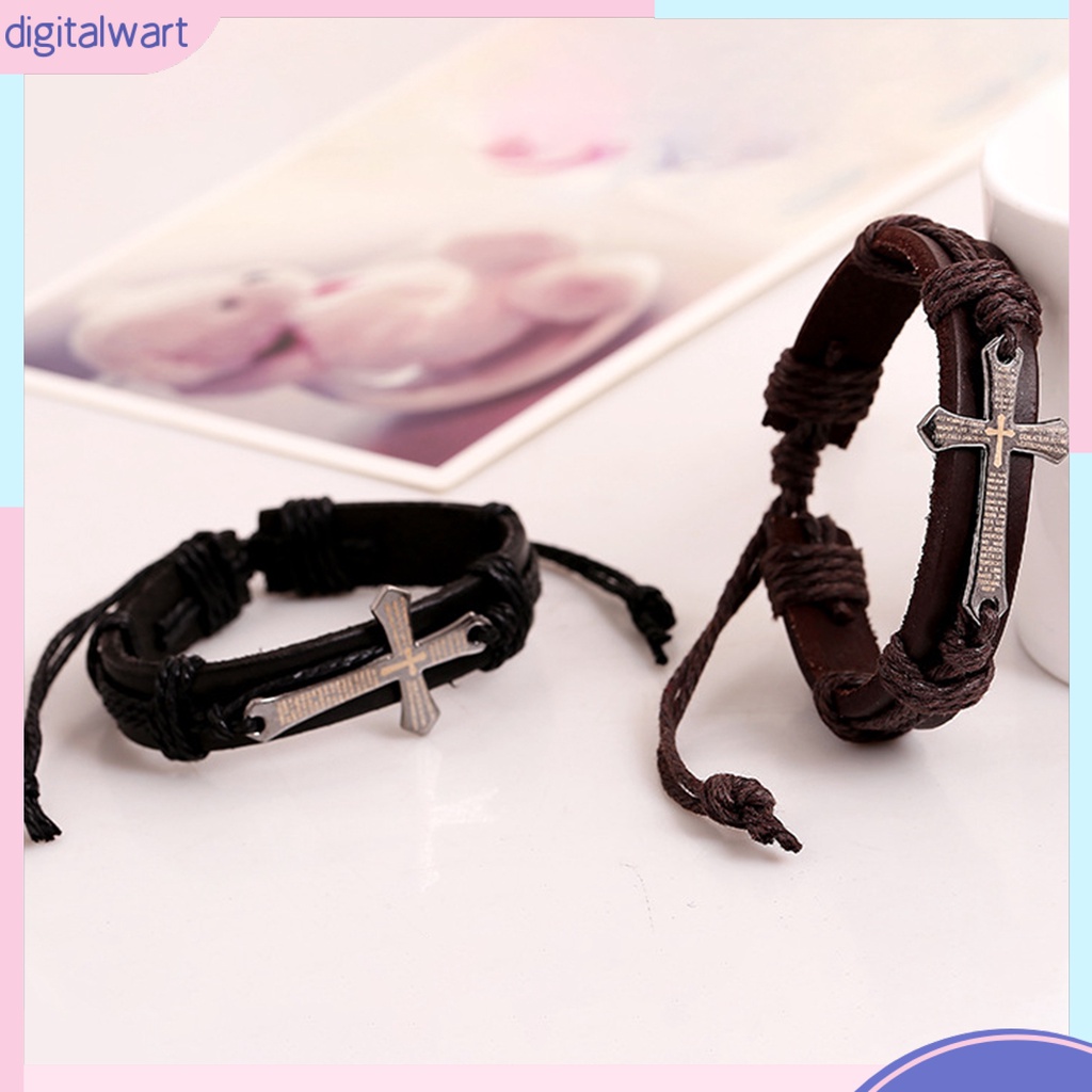 Dgggg Dgg✌❤ Vòng Tay Giả Da Mặt Thánh Giá Phong Cách Retro