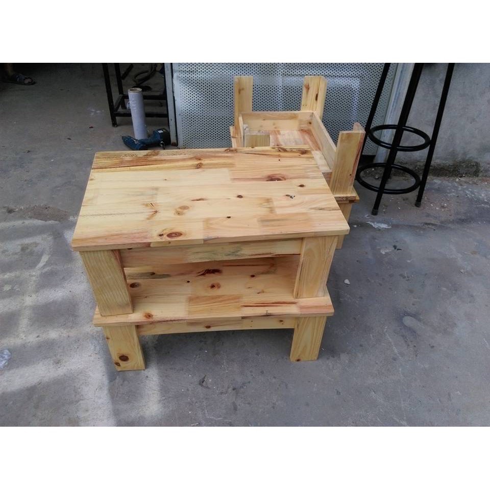 [Ảnh thật] Bàn nhật gỗ thông 600 x 1200 x Cao 300|  bàn cà phê bệt bàn osin kiểu nhật HPCF 06 HP Decor