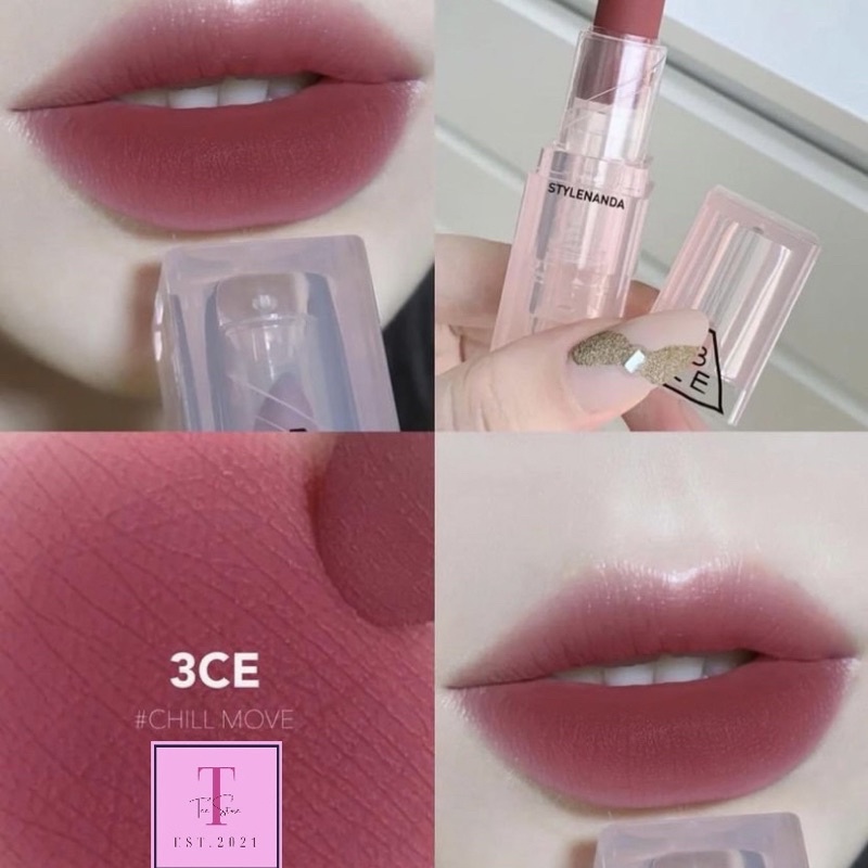 3CE CHILL MOVE THUỘC NHÓM COOL- NHỮNG MÀU SON TONE LẠNH- NGOÀI TÊN GỌI HỒNG MẬN CHÍN EM NÀY CÒN CÓ THỂ GỌI LÀ HỒNG ĐẤT