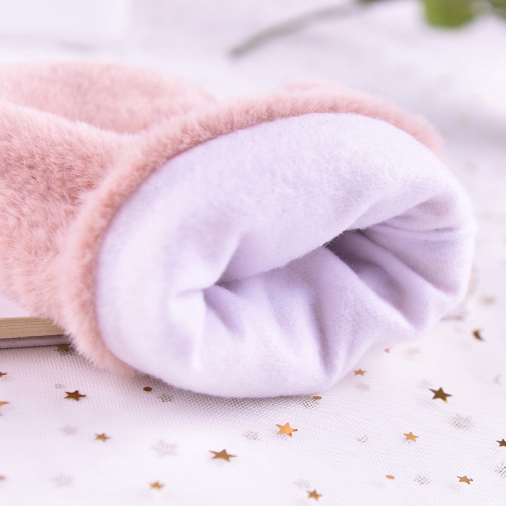Găng tay vải lông dày dặn toàn ngón hoạ tiết chú gấu thời trang Hàn Quốc nhiều màu