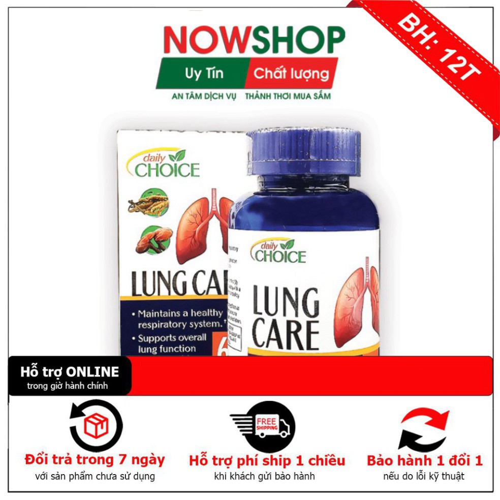 SALE NGHỈ BÁN Thuốc bổ phổi hỗ trợ tăng cường sức khỏe và bảo vệ phổi Daily Choice Lung Care. Hộp 60 viên SALE NGHỈ BÁN