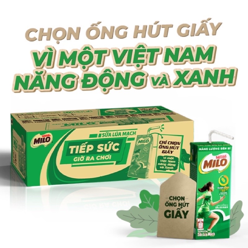 Thùng Milo 48 hộp 180ml có đường/ ít đường/hàng tặng