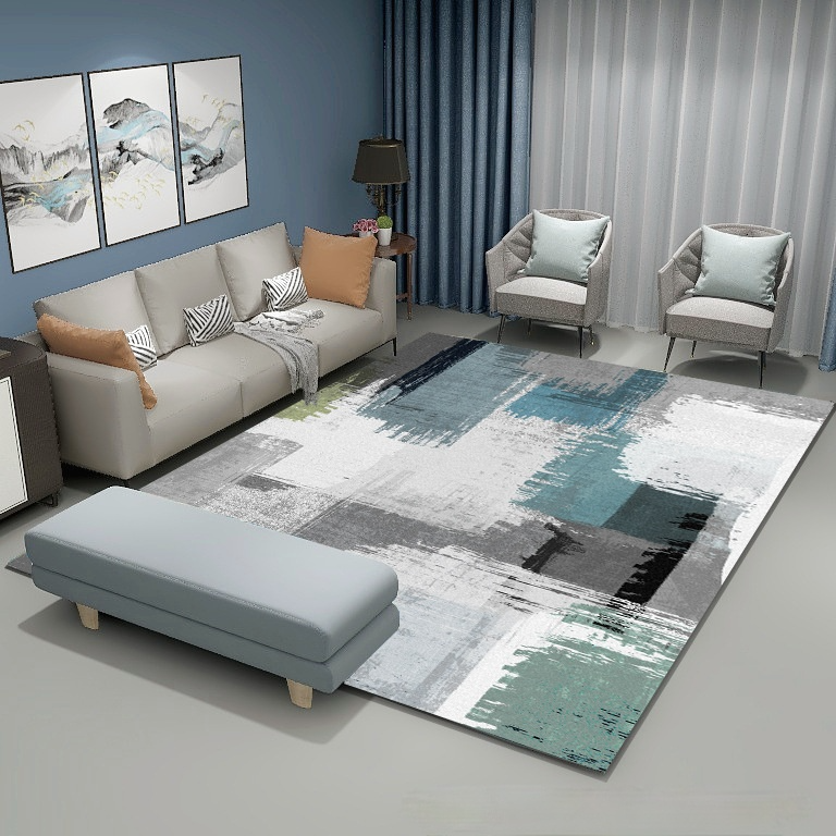 Nordic modern minimalist abstract living room carpet sofa coffee table blanket bedroom full bed bedside mat