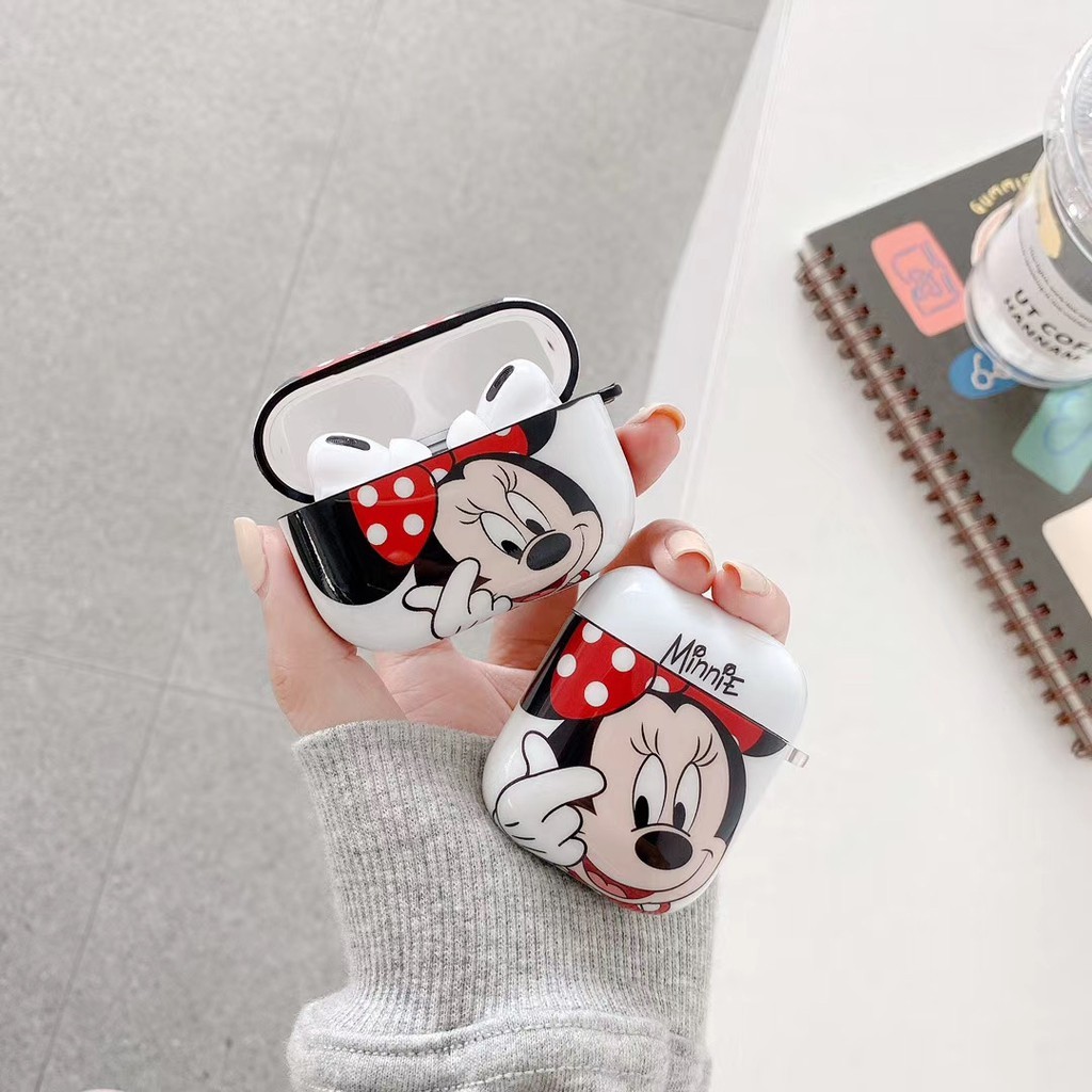 Disney Vỏ Bảo Vệ Hộp Sạc Tai Nghe Airpods 1 / 2 / Pro Hình Mickey Minnie Xinh Xắn Ốp