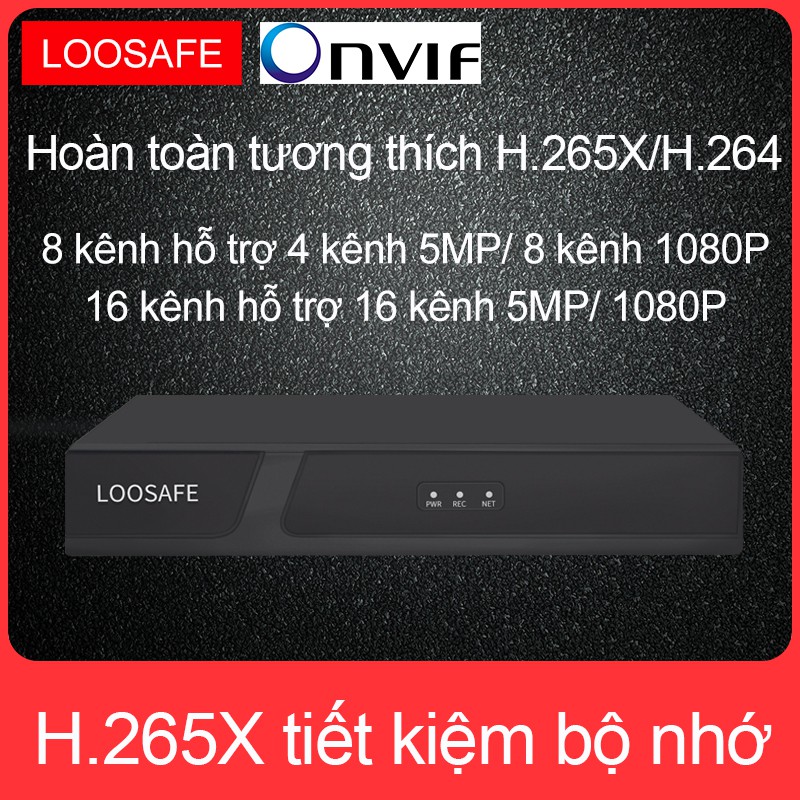 Đầu ghi LOOSAFE 8 kênh   ổ cứng 4TB, ĐẦU GHI camera định dạng NVR, H.265X