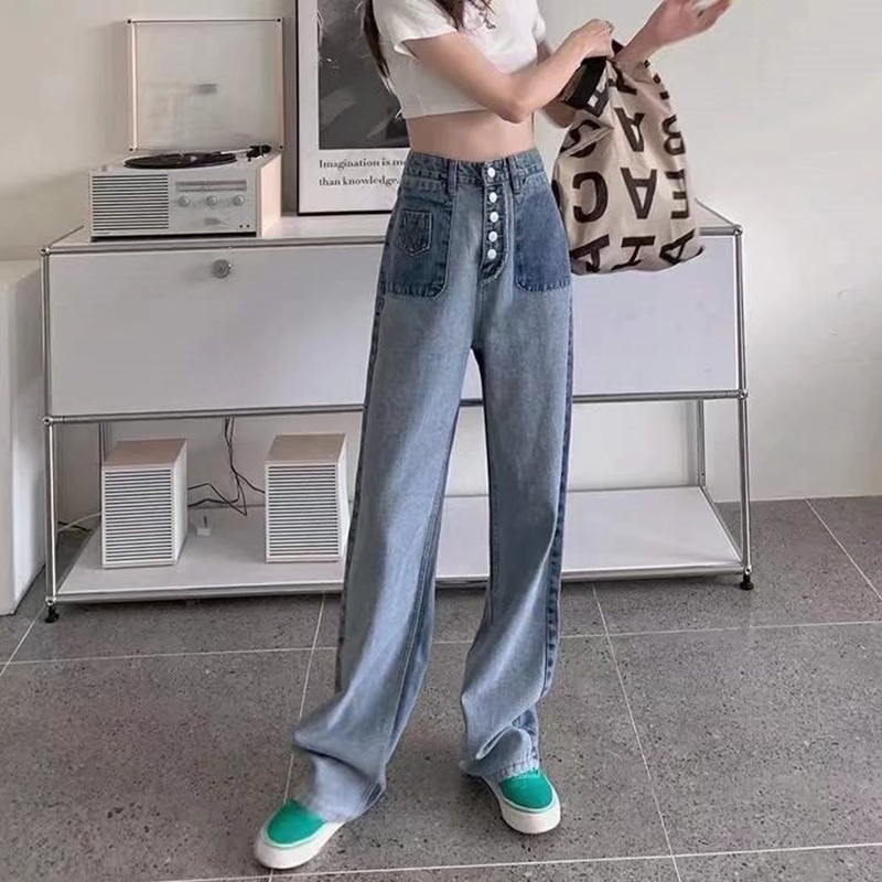 Quần jean dài IELGY lưng cao màu sắc sáng thời trang cho nữ