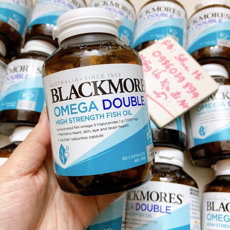 Dầu cá hàm lượng cao gấp 2 lần omega 3, blackmores omega double high strength fish oil 90 viên úc