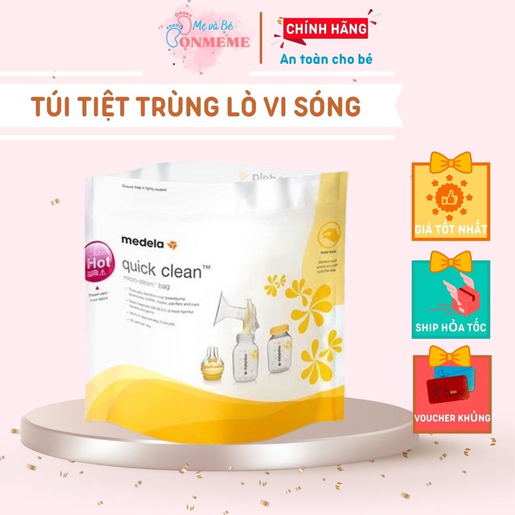 💜Túi Tiệt Trùng Lò Vi Sóng, Tiệt Trùng Bình Sữa Medela, Hàng Chính Hãng