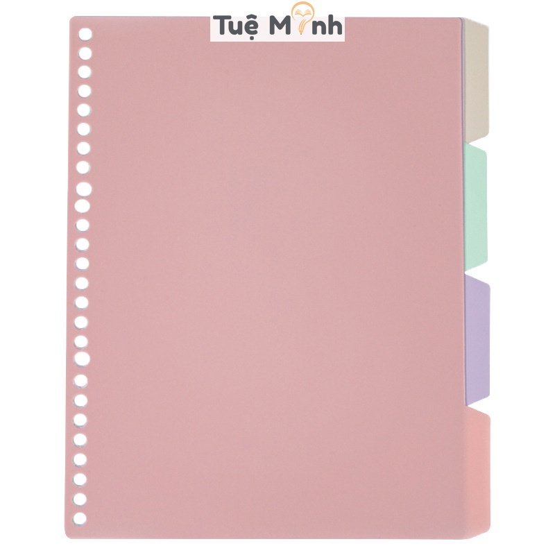 Bộ 4 bìa nhựa tab phân trang B5 26 lỗ P19 màu Macaron Pastel, bìa phân trang gắn sổ còng binder đánh dấu trang