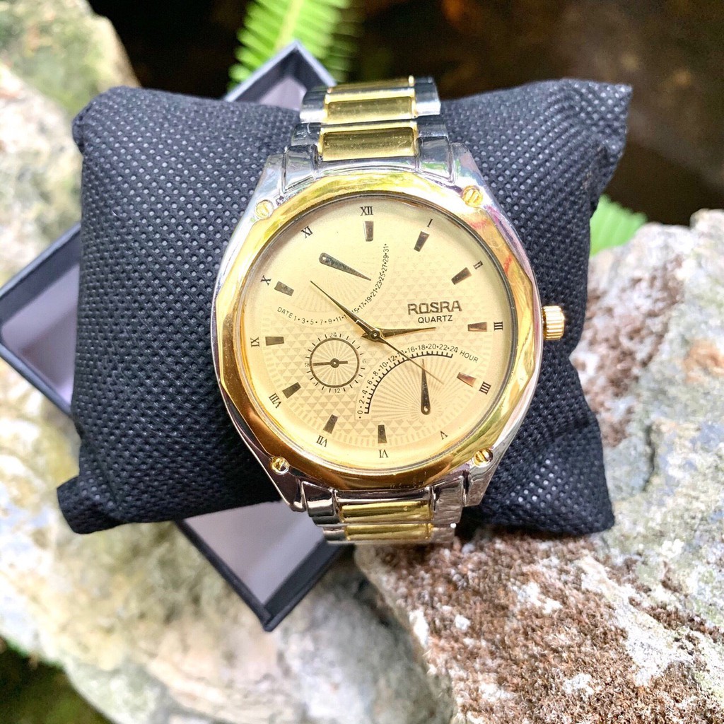 Đồng hồ thời trang nam ROSRA dây Demi mặt vàng tuyệt đẹp | BigBuy360 - bigbuy360.vn