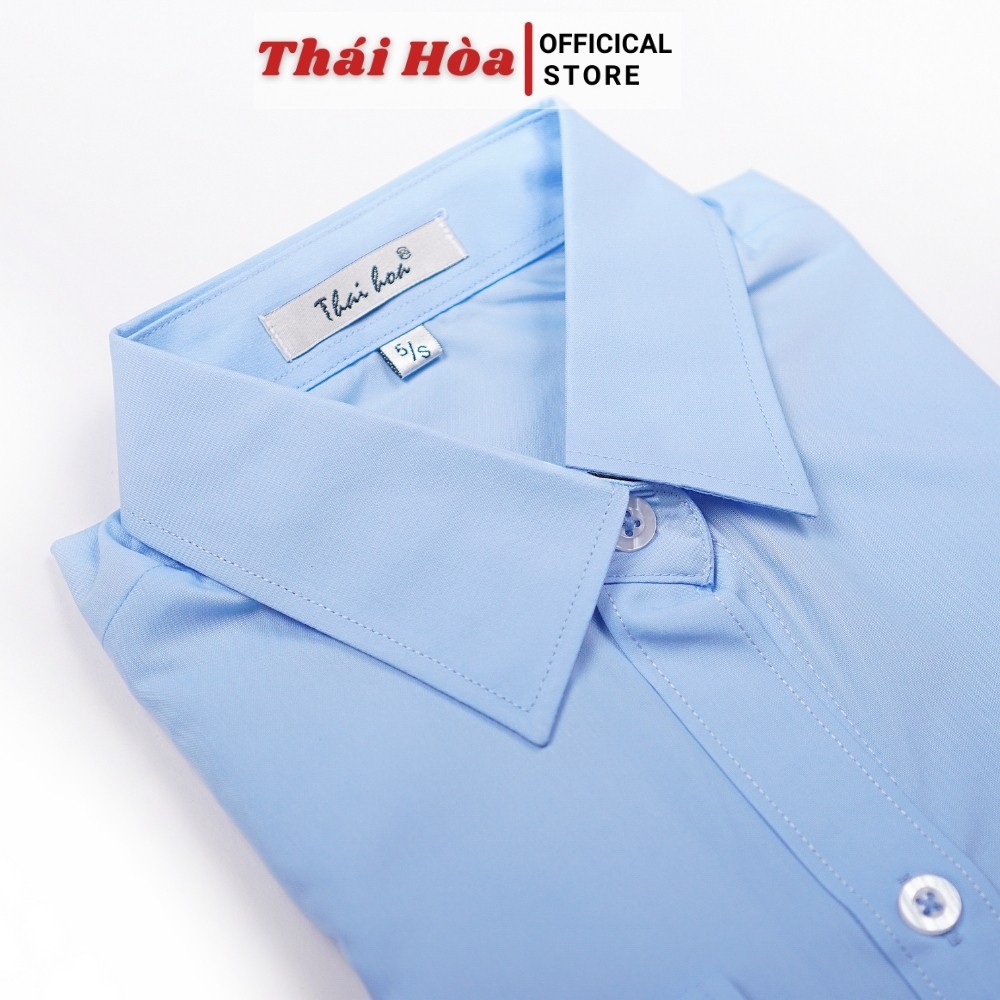 Áo sơ mi nữ công sở dài tay chất vải cotton - Sơ mi nữ Thái Hòa 047 màu đen, màu xanh