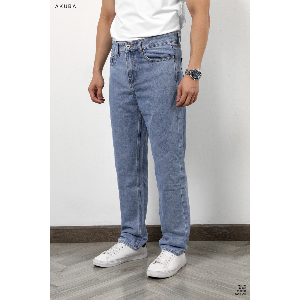 [TRỢ GIÁ] Quần jeans nam dài AKUBA form reugular, dáng quần rộng, quần baggy ống đứng chất cao cấp | 01U0572