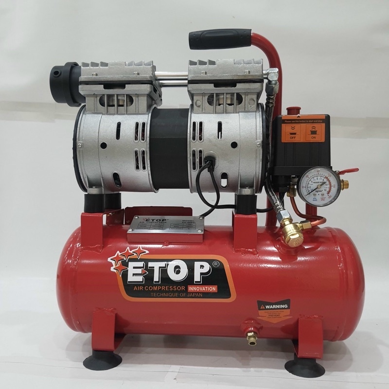 Máy nén khí không dầu máy nén khí sạch Etop 9L đầy đủ phụ kiện sẵn nắp đặt