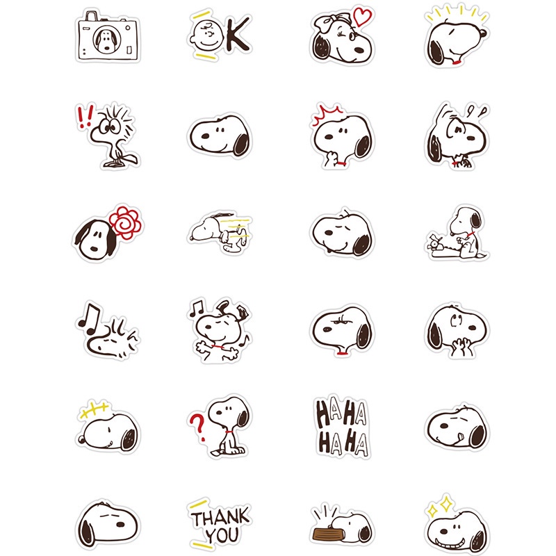 Set 40 miếng dán hình hoạt hình Snoopy chống thấm nước