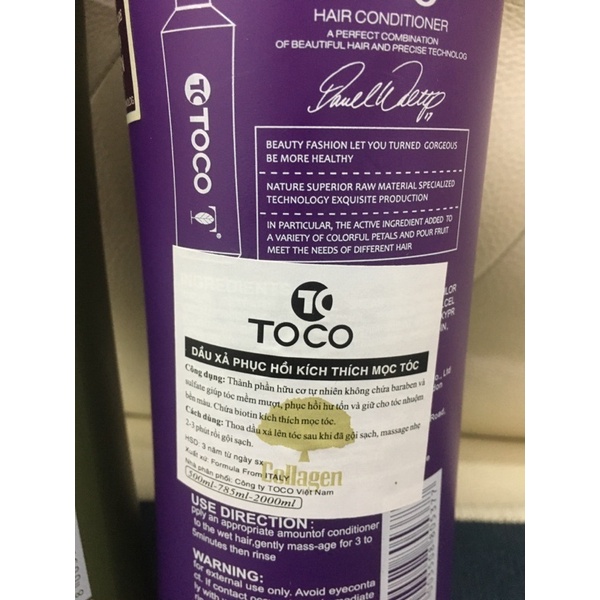DẦU GỘI XẢ TOCO COLLAGEN PHỤC HỒI TÓC HƯ TỔN HƯƠNG THƠM QUYẾN RŨ