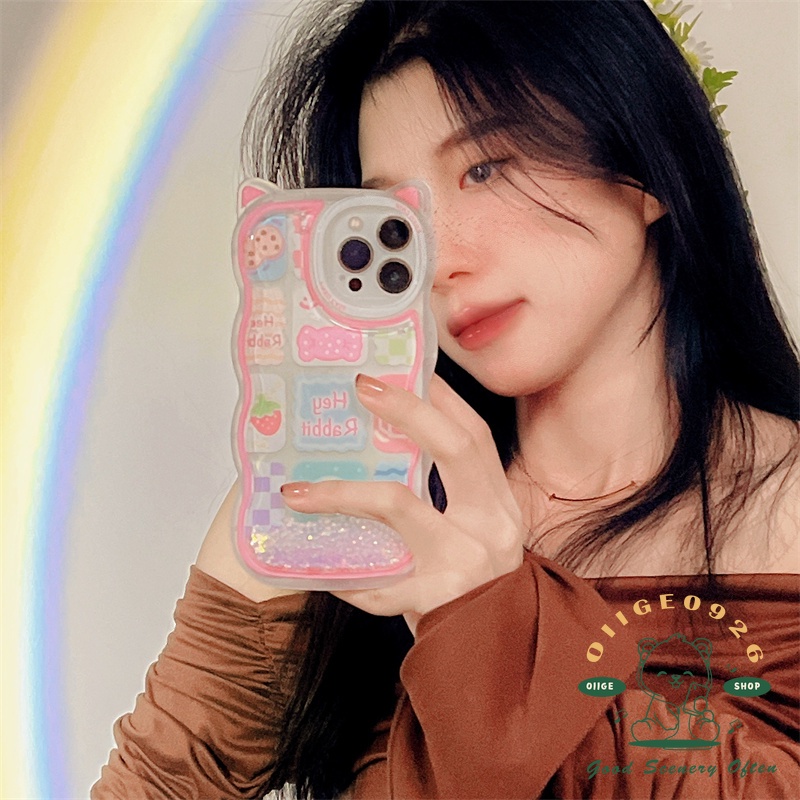 Ốp Điện Thoại TPU Họa Tiết Tai Mèo Phối Hạt Kim Tuyến Lấp Lánh Cho Iphone 13 12 / 11 Pro Max / Xs Max Xr X