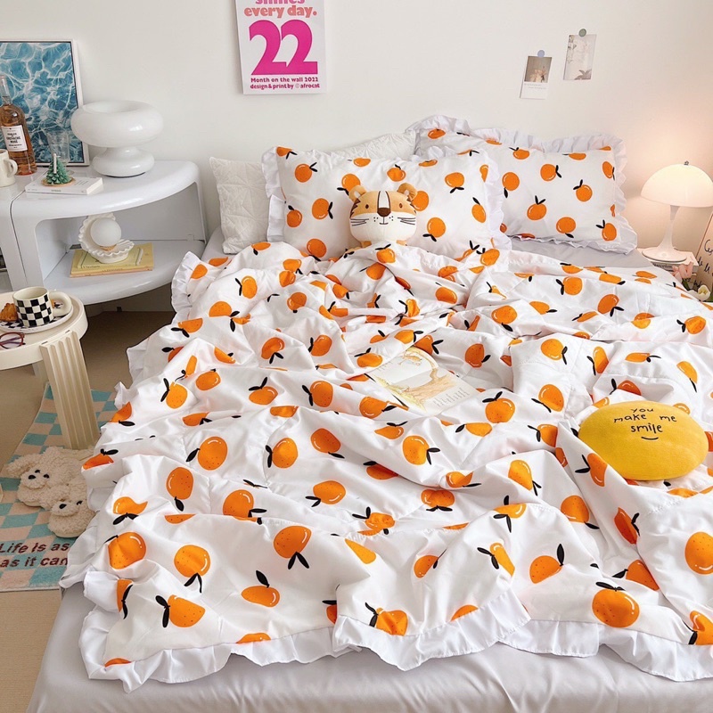 Bộ chăn ga gối Cotton đũi bèo chần chăn MÂY BEDDING
