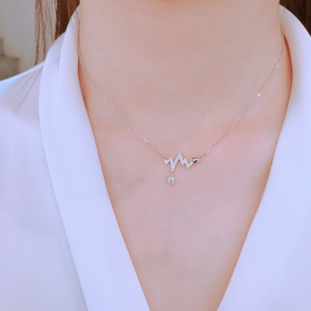 Dây chuyền bạc nữ HELINO nhịp tim đính đá C10